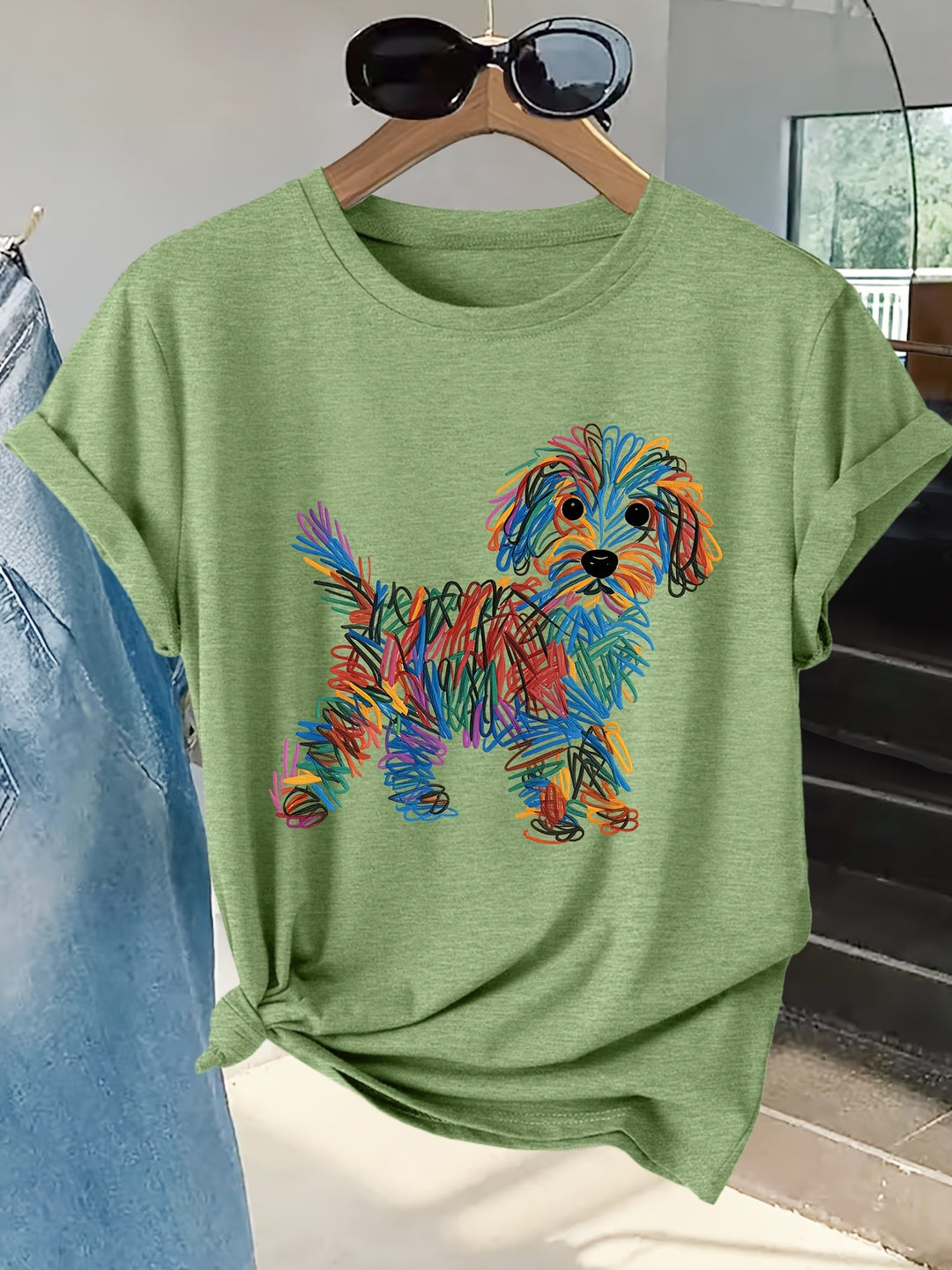 Bella | Colourful Dog Print Tee