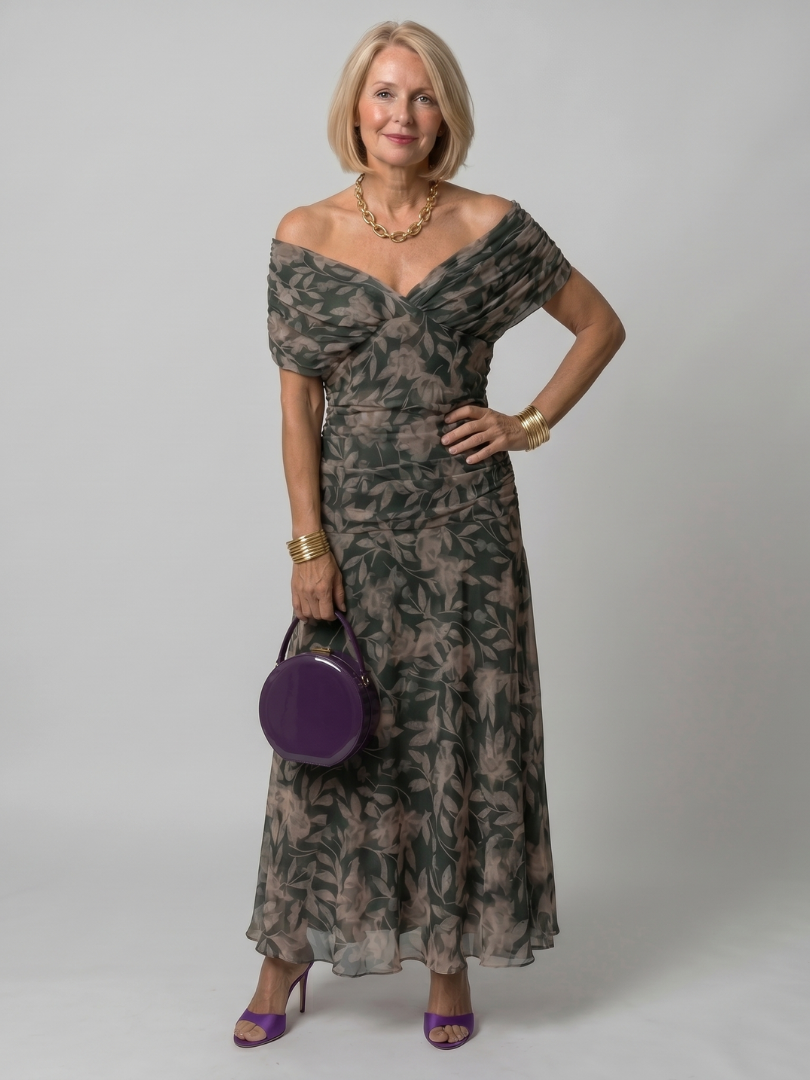 Calen | Off Shoulder Flow Midi Kjole