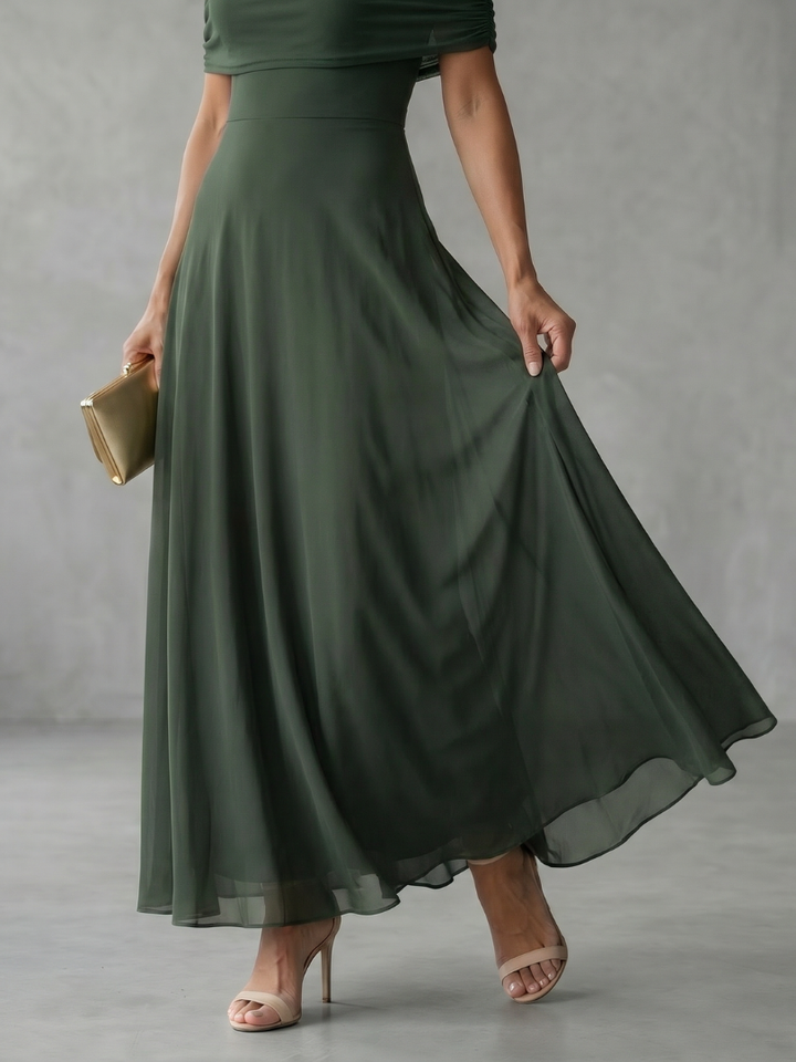 Juni | Off Shoulder Draped Midi Kjole