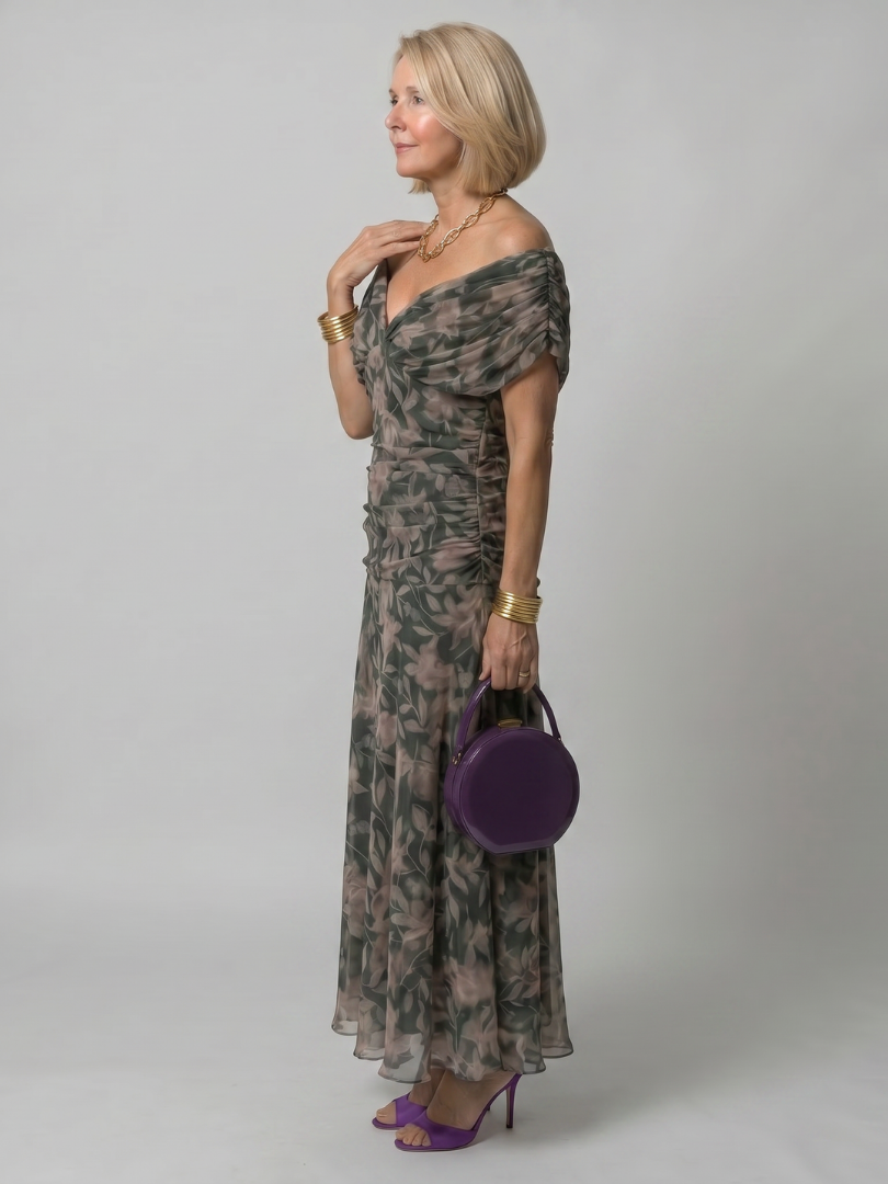 Calen | Off Shoulder Flow Midi Kjole
