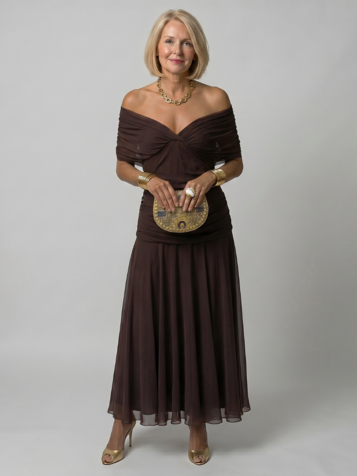Calen | Off Shoulder Flow Midi Kjole