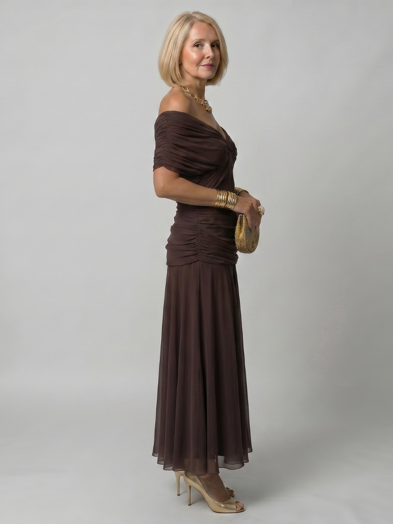 Calen | Off Shoulder Flow Midi Kjole