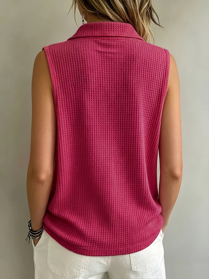 Nola | Waffle Button Sleeveless Top