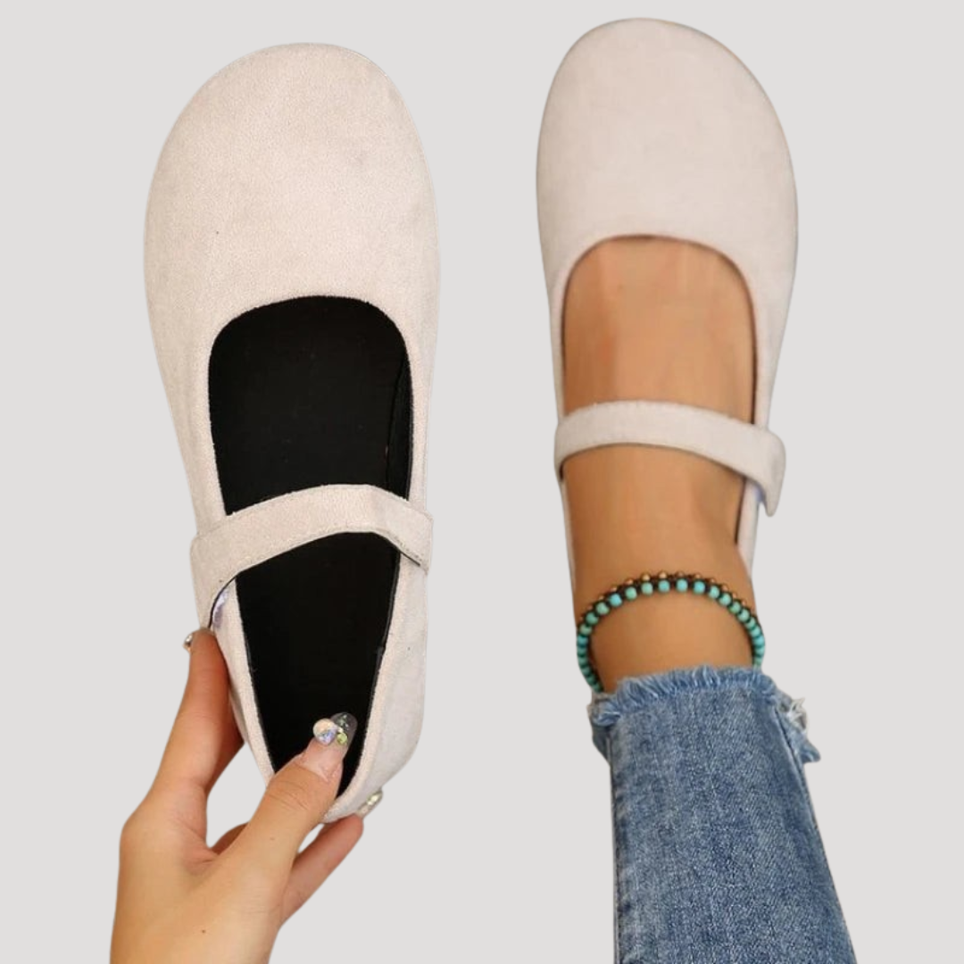 Women's comfortable ballet flats with a strap