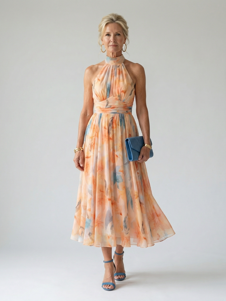 Elin | Blød Halter Midi Kjole