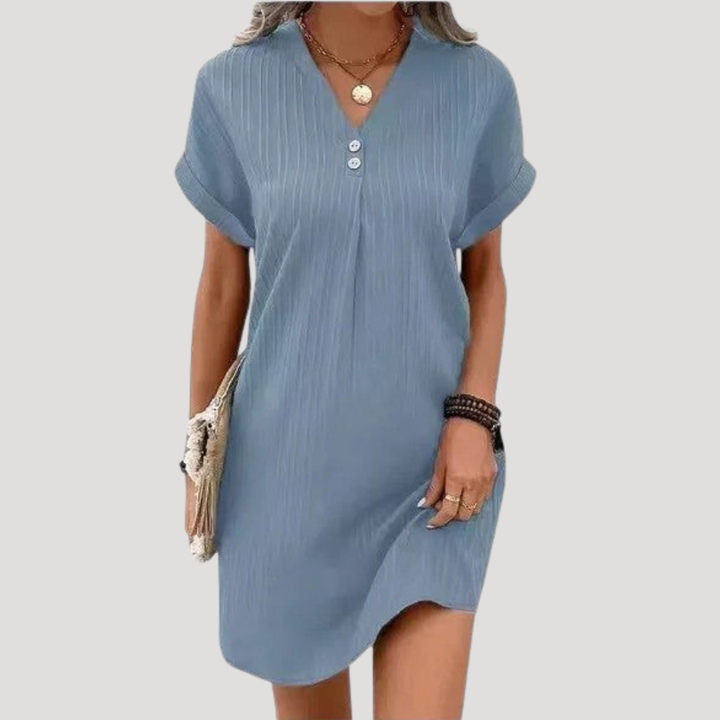 Women's Casual Textured V-Neck Mini Dress