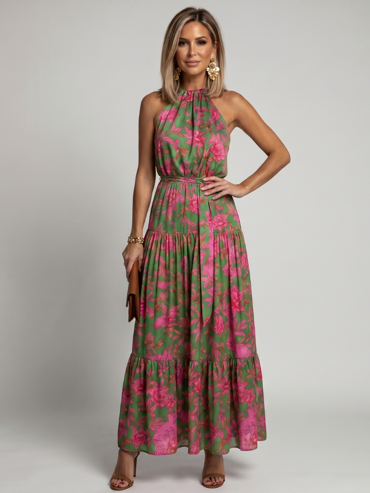 Rowen | Draperet Halter Midi Kjole