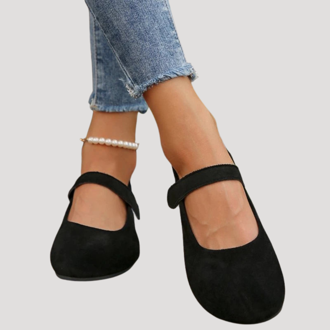 Women's comfortable ballet flats with a strap