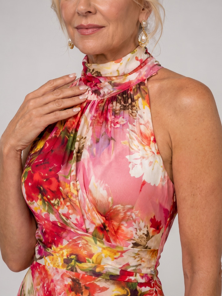 Elisabetta | Halterneck Blomsterprint Maxi Kjole