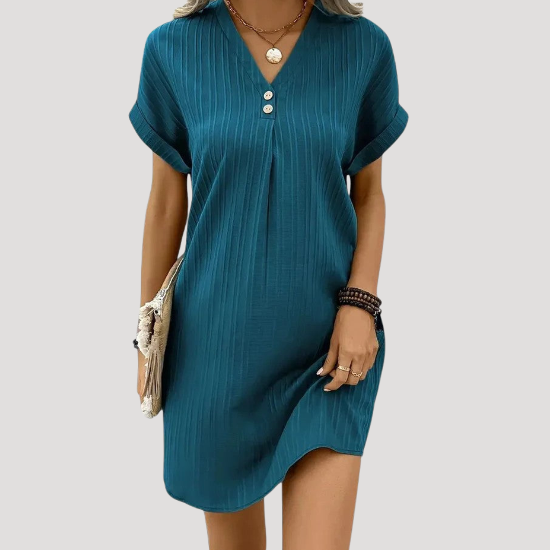 Women's Casual Textured V-Neck Mini Dress