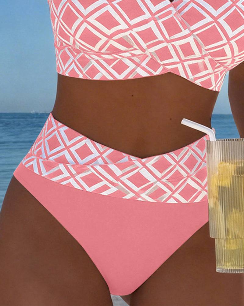 Martina | Checkered bikini with wire-free bra and high-waisted panties