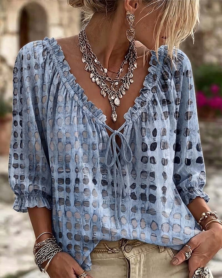 Mila | Boho Print Tie-Neck Blouse