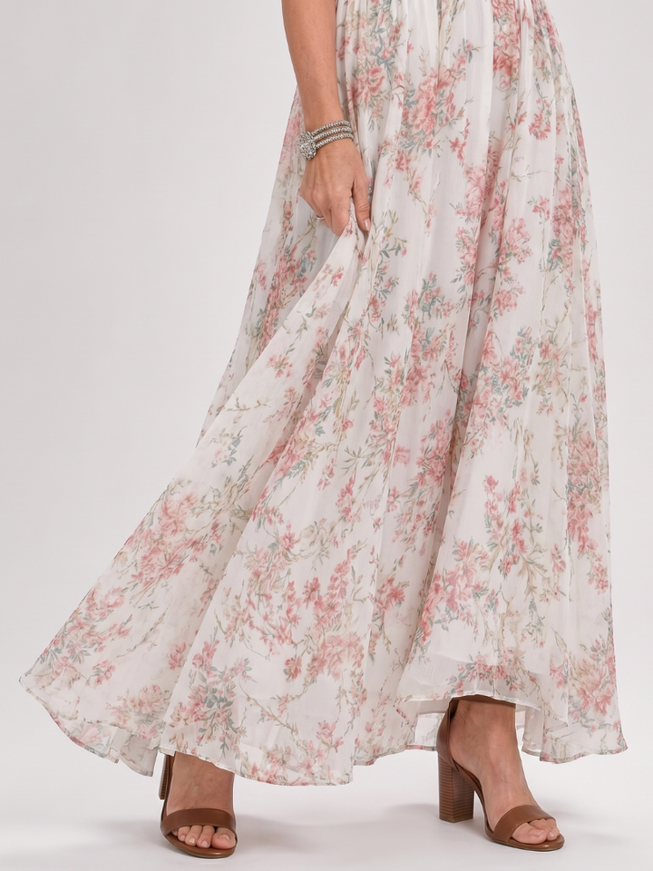 Guinevere | Blomstret Print Flydende Skirt Midi Kjole