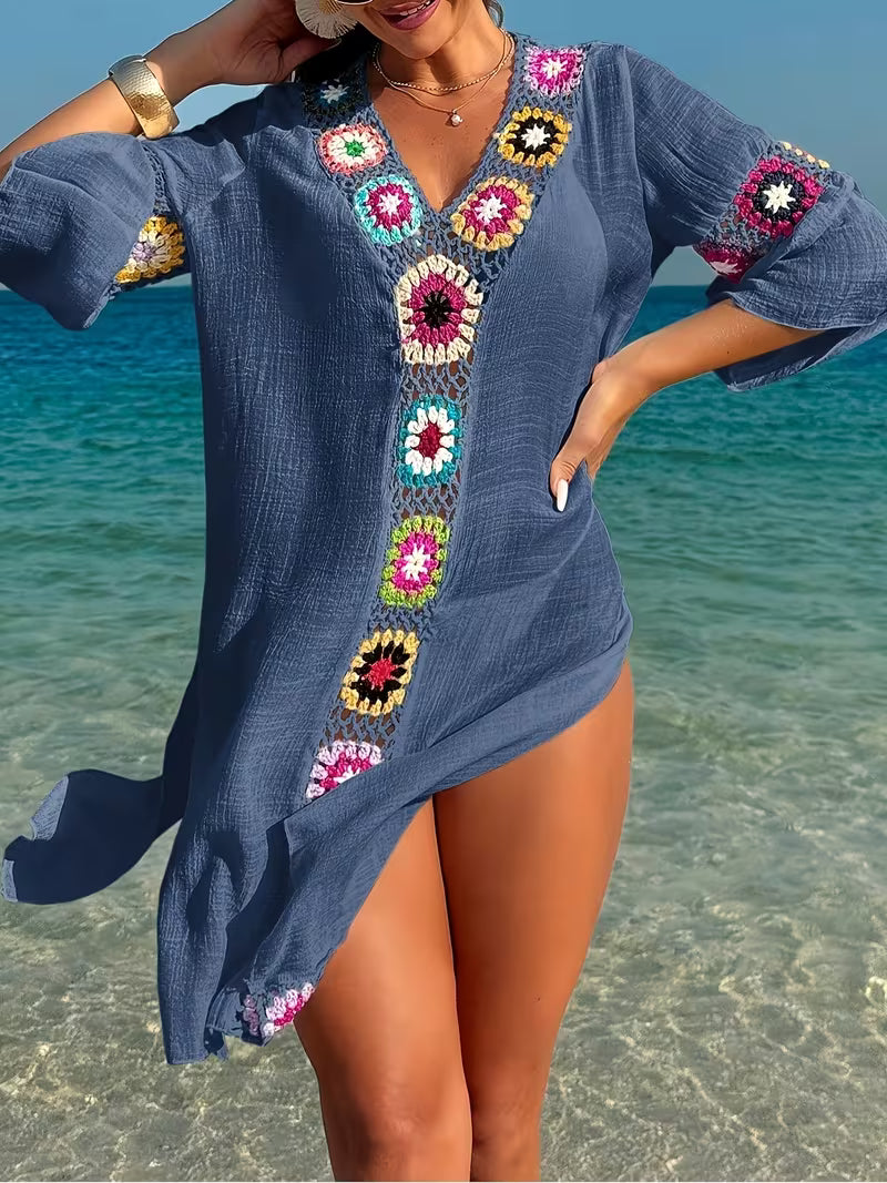 Marina | Flowing Cover-Up Dress with Crochet Details