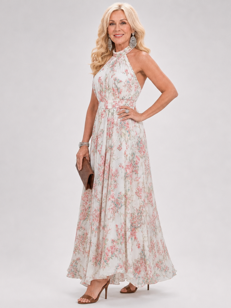 Guinevere | Blomstret Print Flydende Skirt Midi Kjole