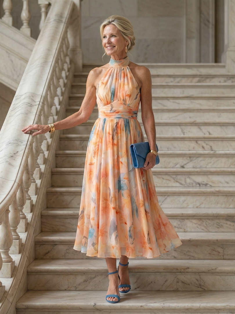 Elin | Blød Halter Midi Kjole