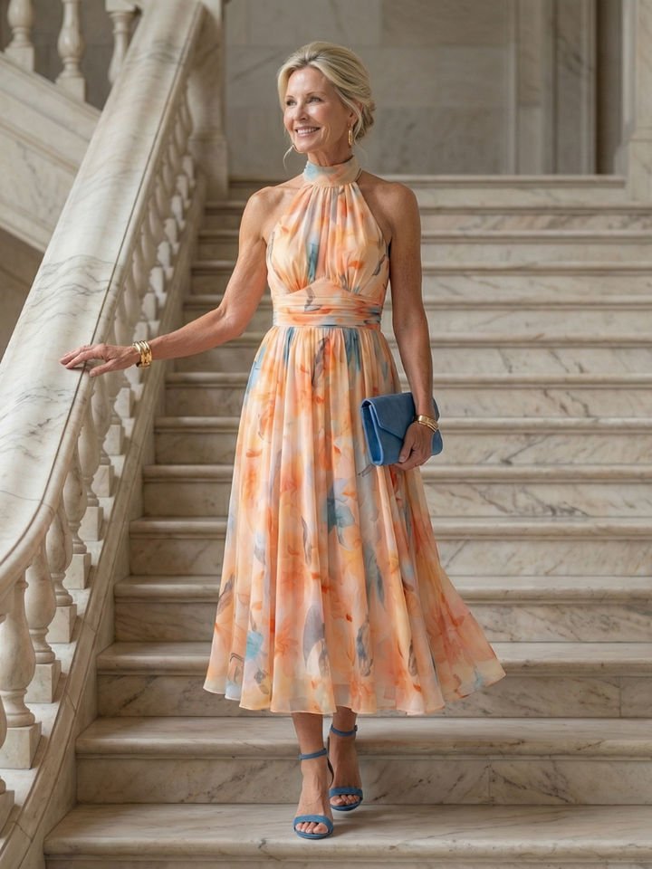 Elin | Blød Halter Midi Kjole