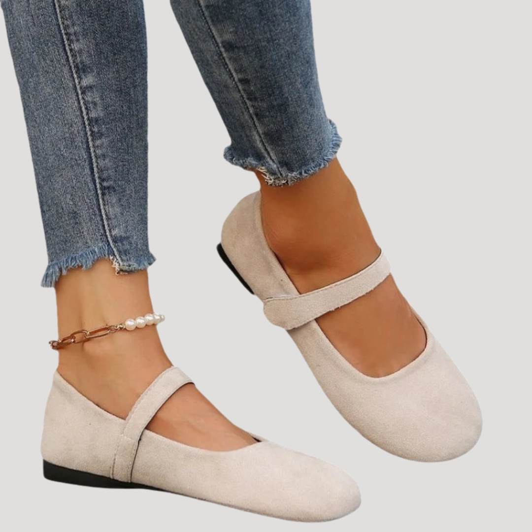 Women's comfortable ballet flats with a strap