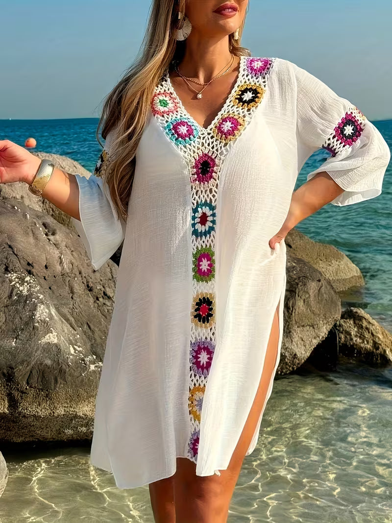 Marina | Flowing Cover-Up Dress with Crochet Details