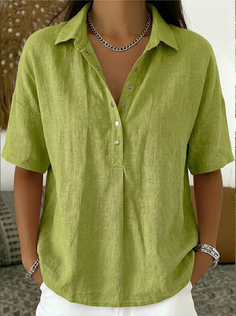 Charlotte Women's Short-Sleeved Henley Blouse