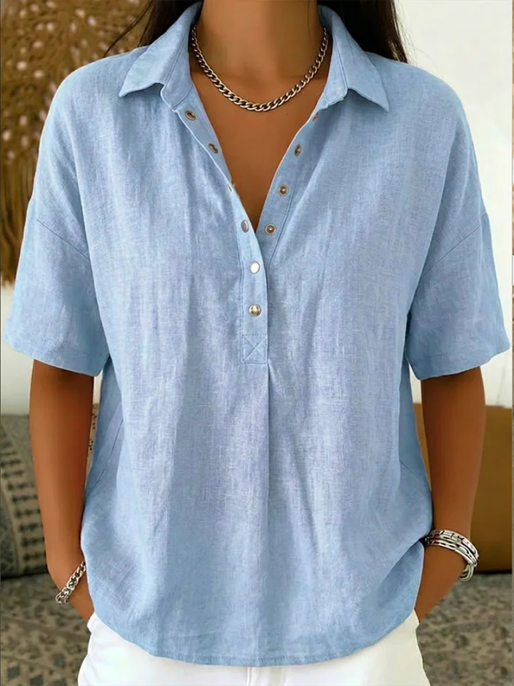 Charlotte Women's Short-Sleeved Henley Blouse