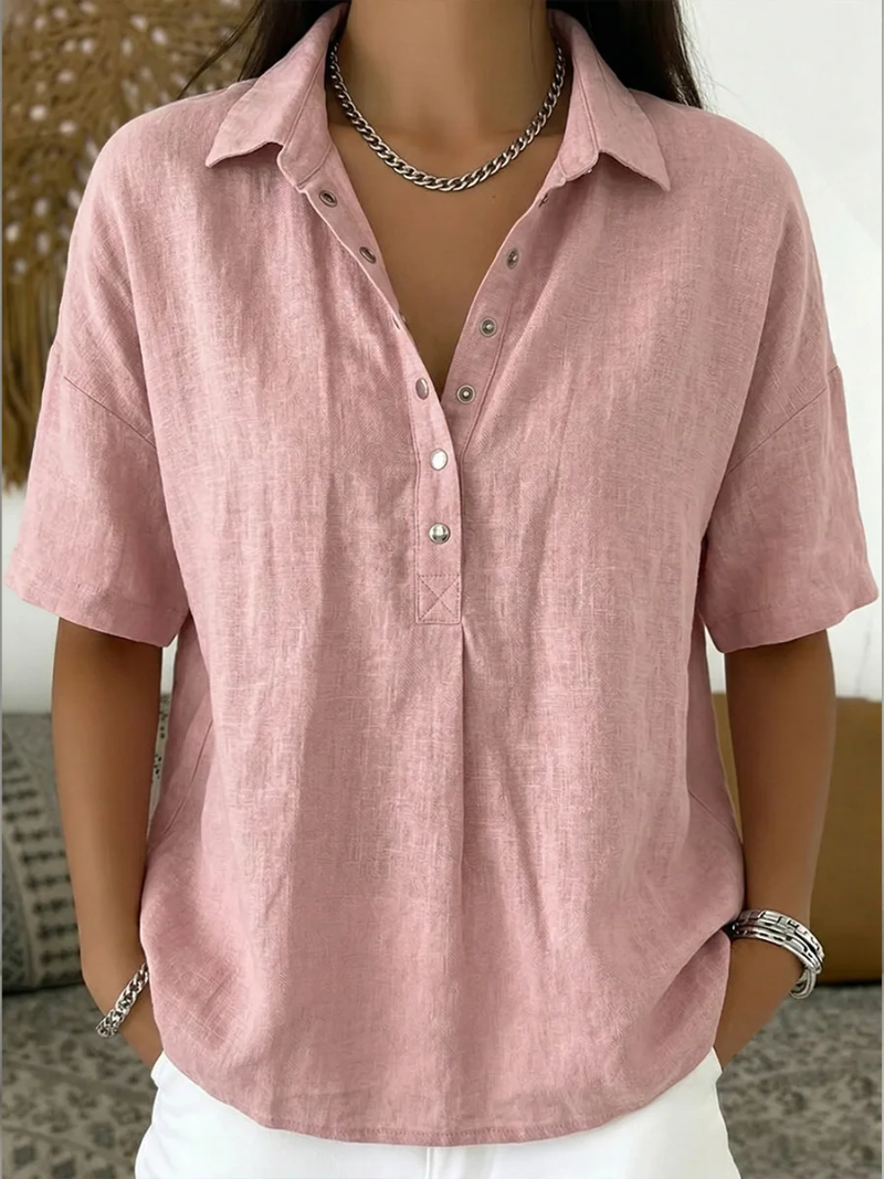 Charlotte Women's Short-Sleeved Henley Blouse