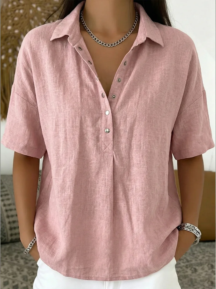 Charlotte Women's Short-Sleeved Henley Blouse