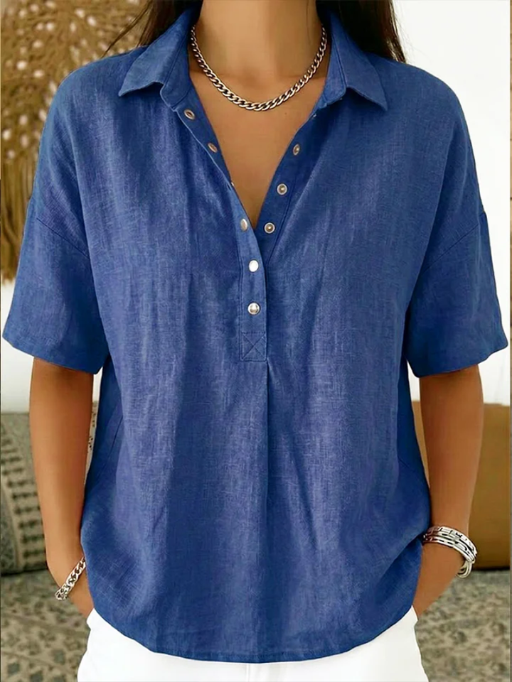Charlotte Women's Short-Sleeved Henley Blouse