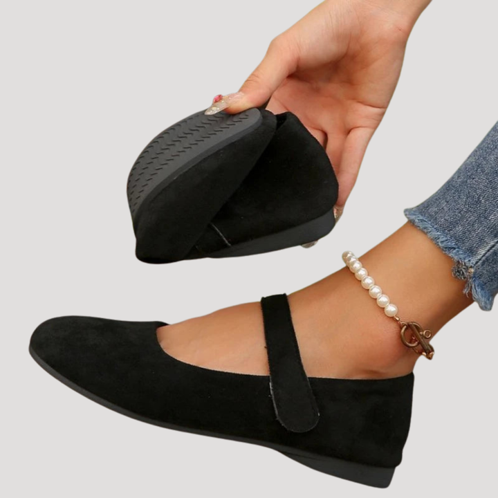 Women's comfortable ballet flats with a strap