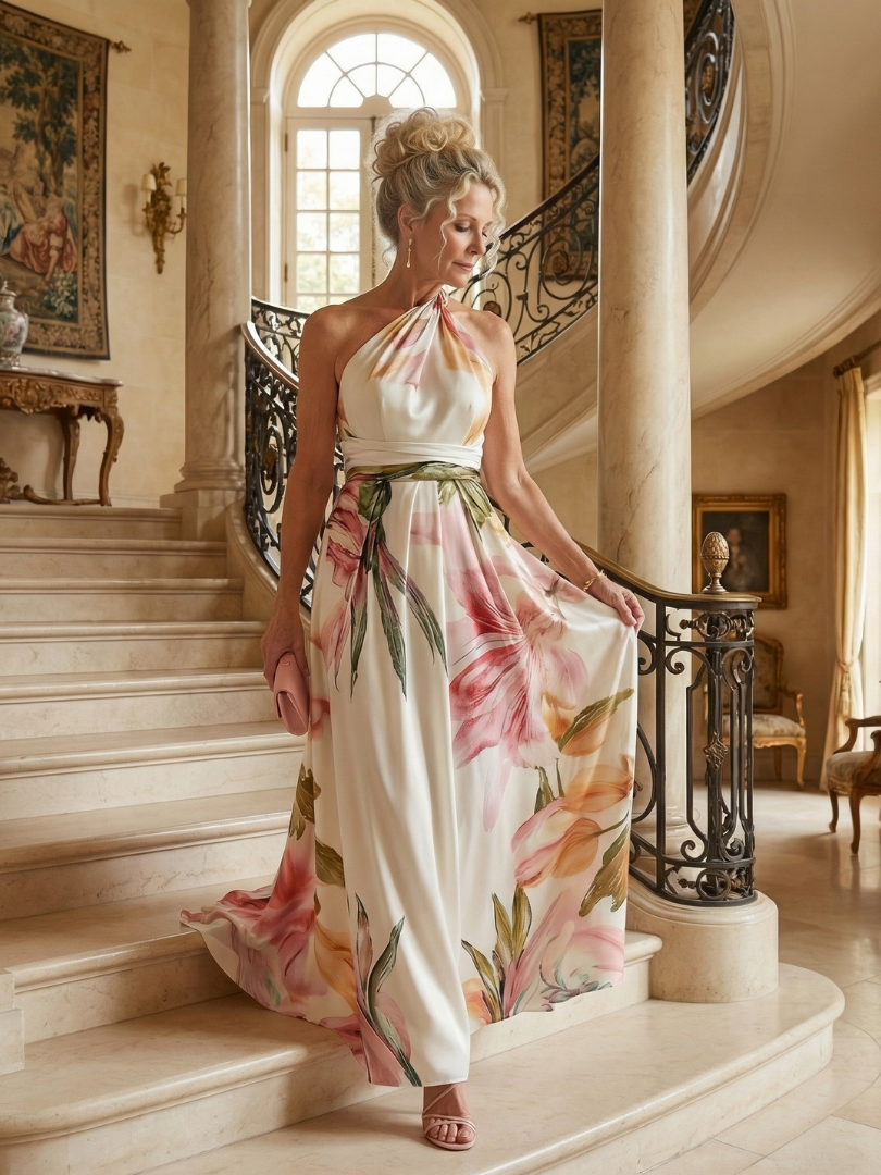 Amiel | Lys Floral Maxi Kjole