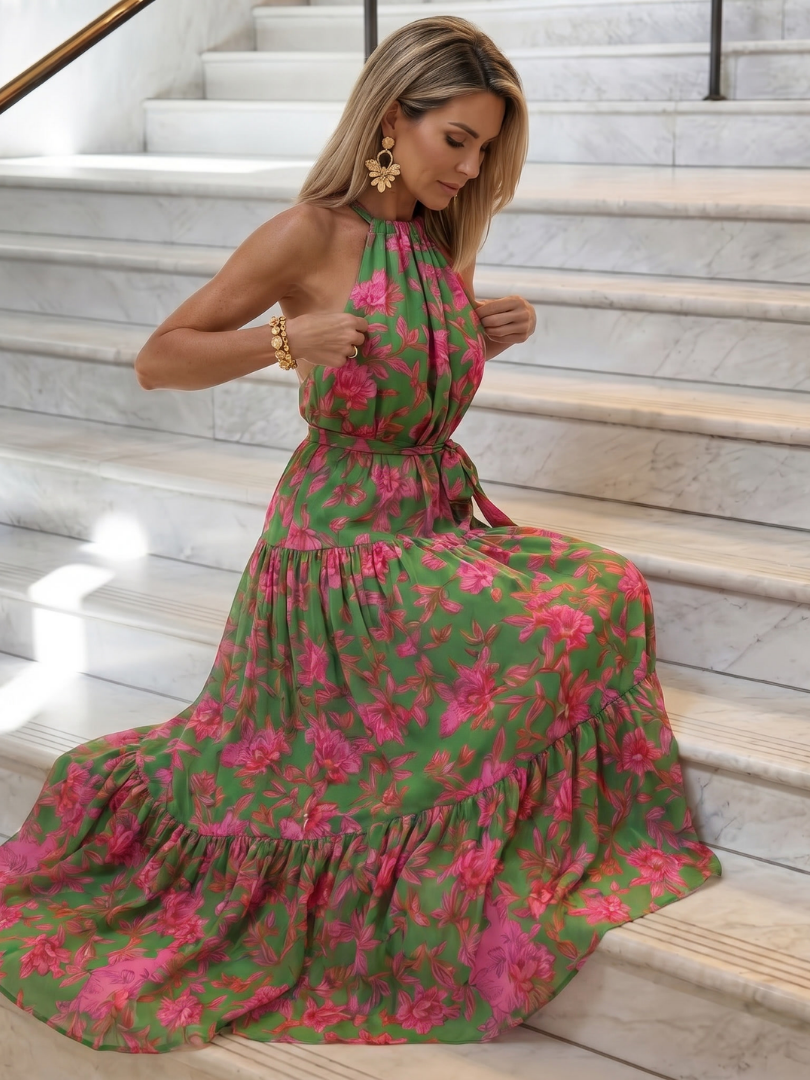 Rowen | Draperet Halter Midi Kjole