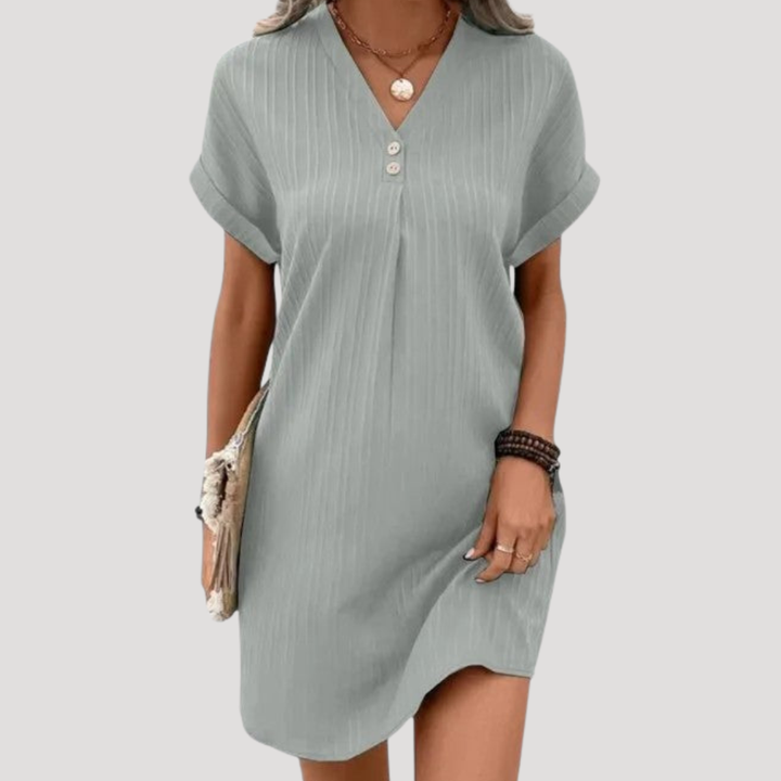 Women's Casual Textured V-Neck Mini Dress