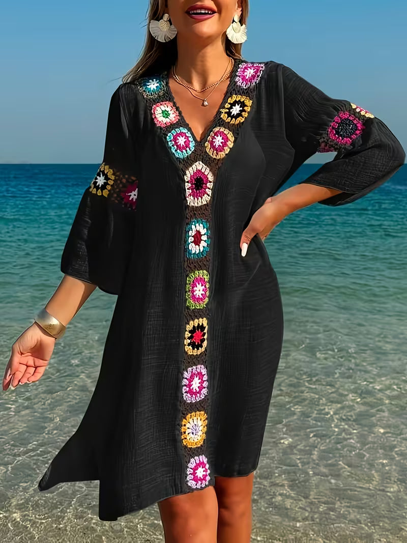 Marina | Flowing Cover-Up Dress with Crochet Details