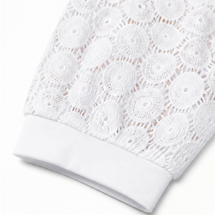 Lumeya™ – Crochet Lace Sleeve V-Neck Top