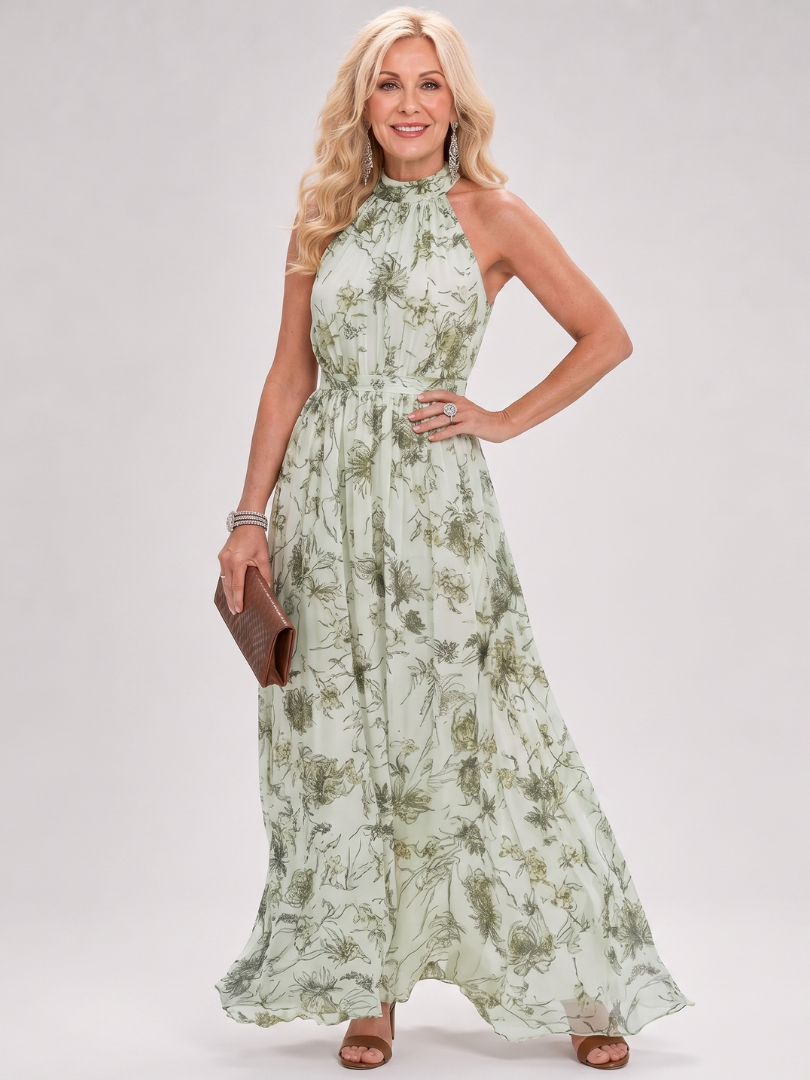 Guinevere | Blomstret Print Flydende Skirt Midi Kjole