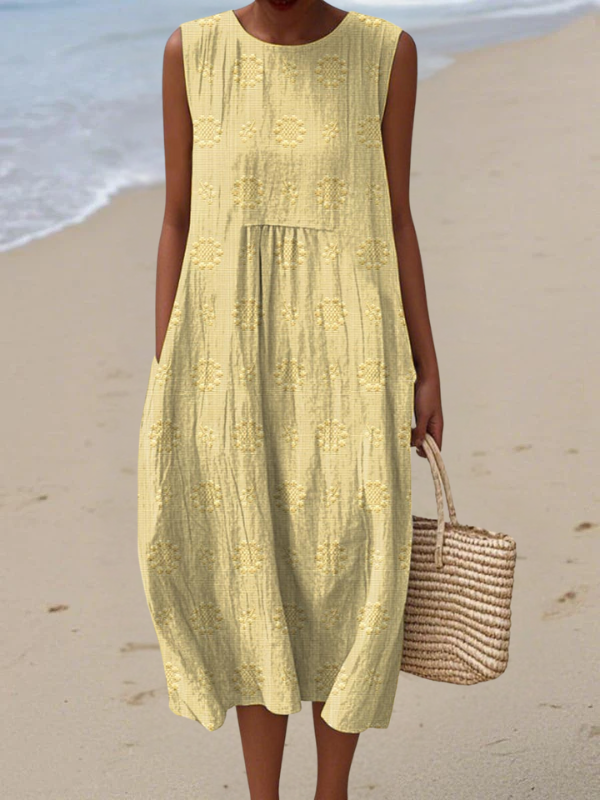 Rose Midi Dress with Pockets