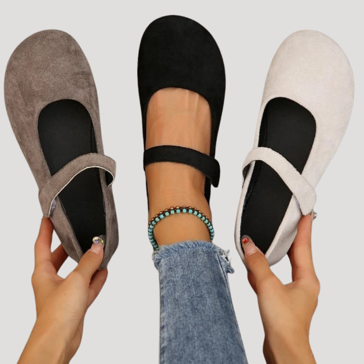 Women's comfortable ballet flats with a strap