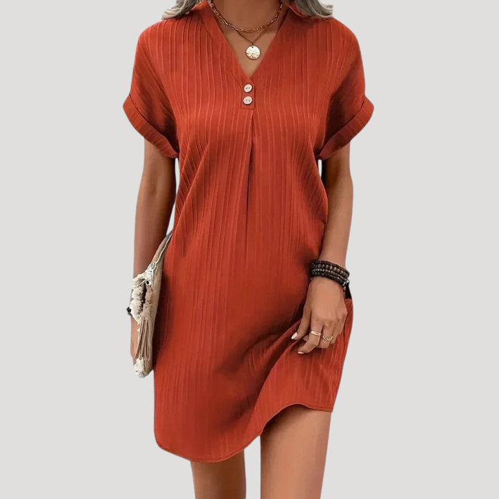 Women's Casual Textured V-Neck Mini Dress