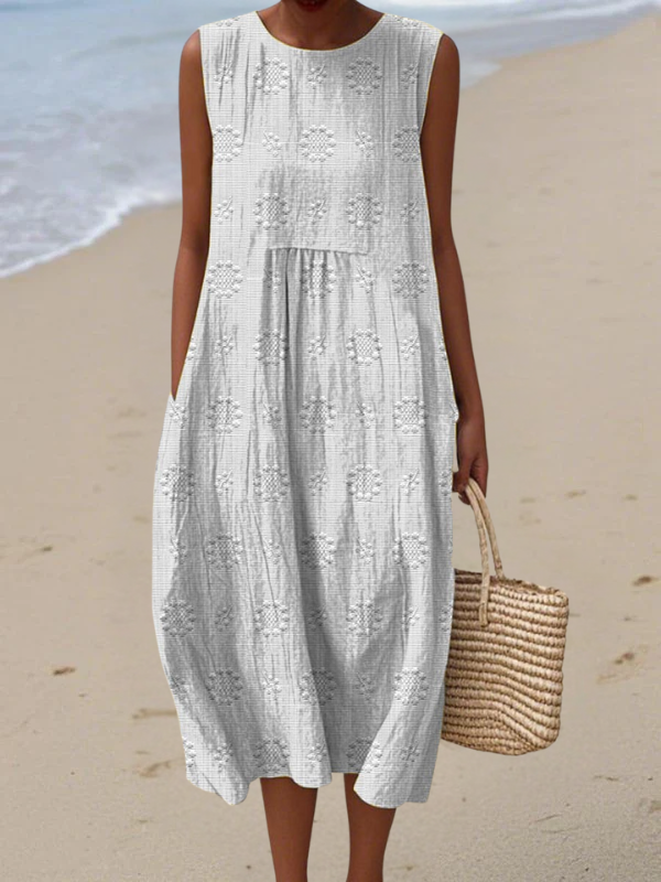 Rose Midi Dress with Pockets