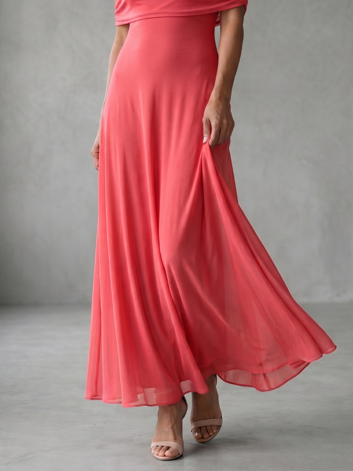 Juni | Off Shoulder Draped Midi Kjole