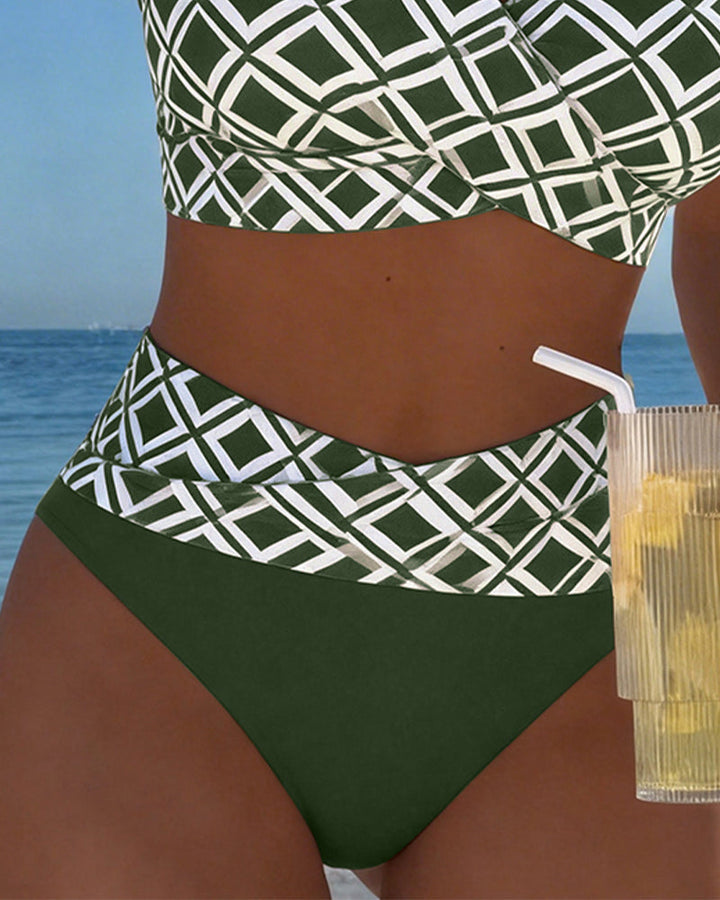 Martina | Checkered bikini with wire-free bra and high-waisted panties