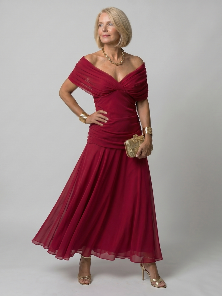 Calen | Off Shoulder Flow Midi Kjole