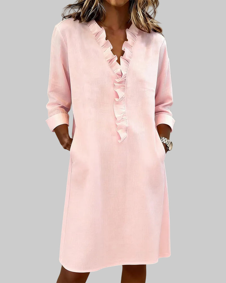 V-Neck Ruffled Dress