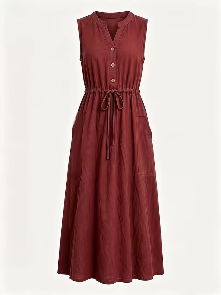 Matilda | Sleeveless Midi Dress with Tie Waist