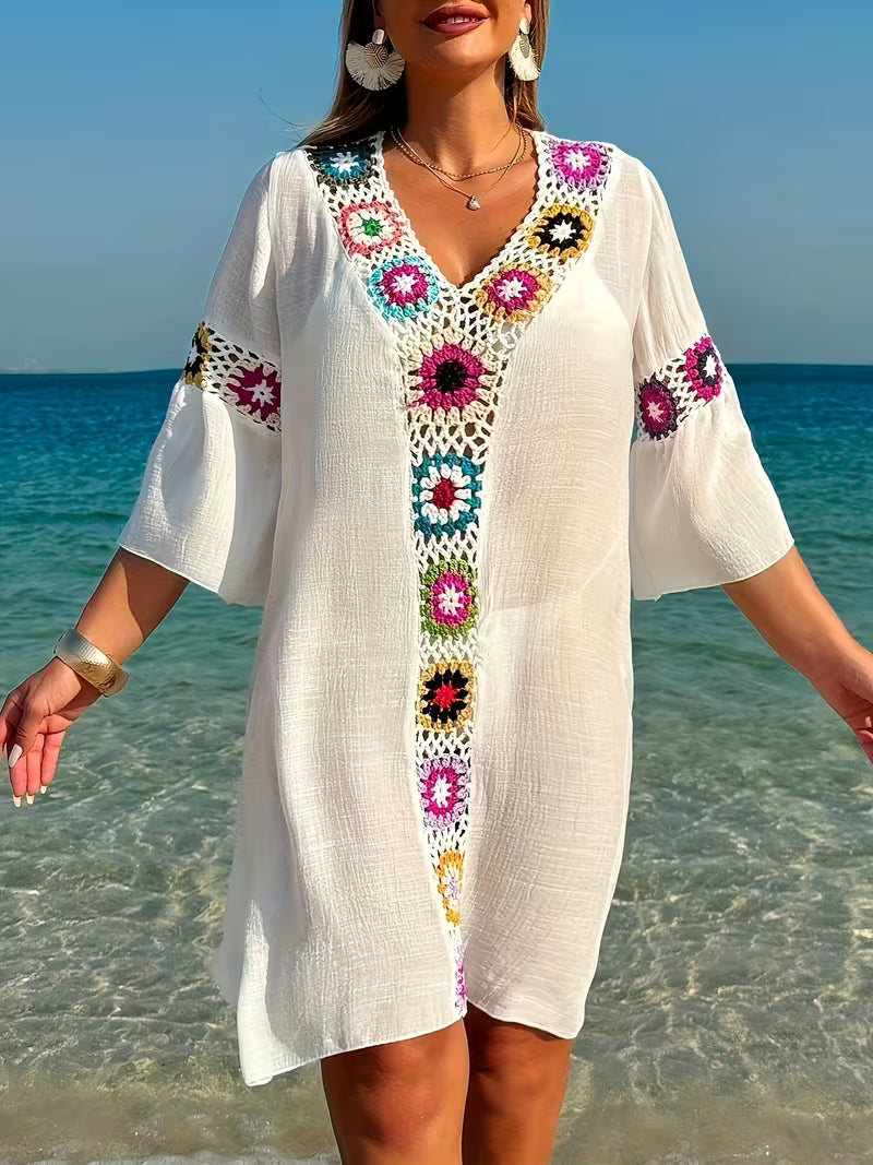 Marina | Flowing Cover-Up Dress with Crochet Details