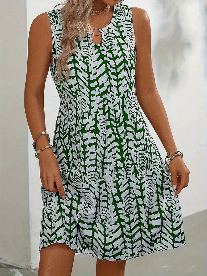 Grace | Summer Mini Dress with Leaf Print