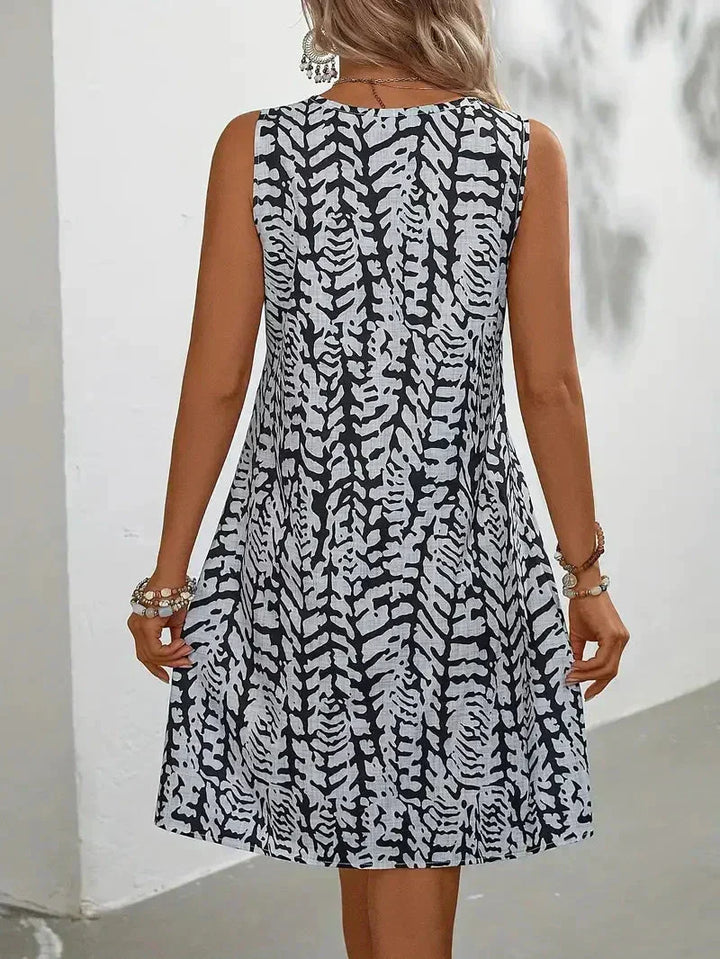 Grace | Summer Mini Dress with Leaf Print