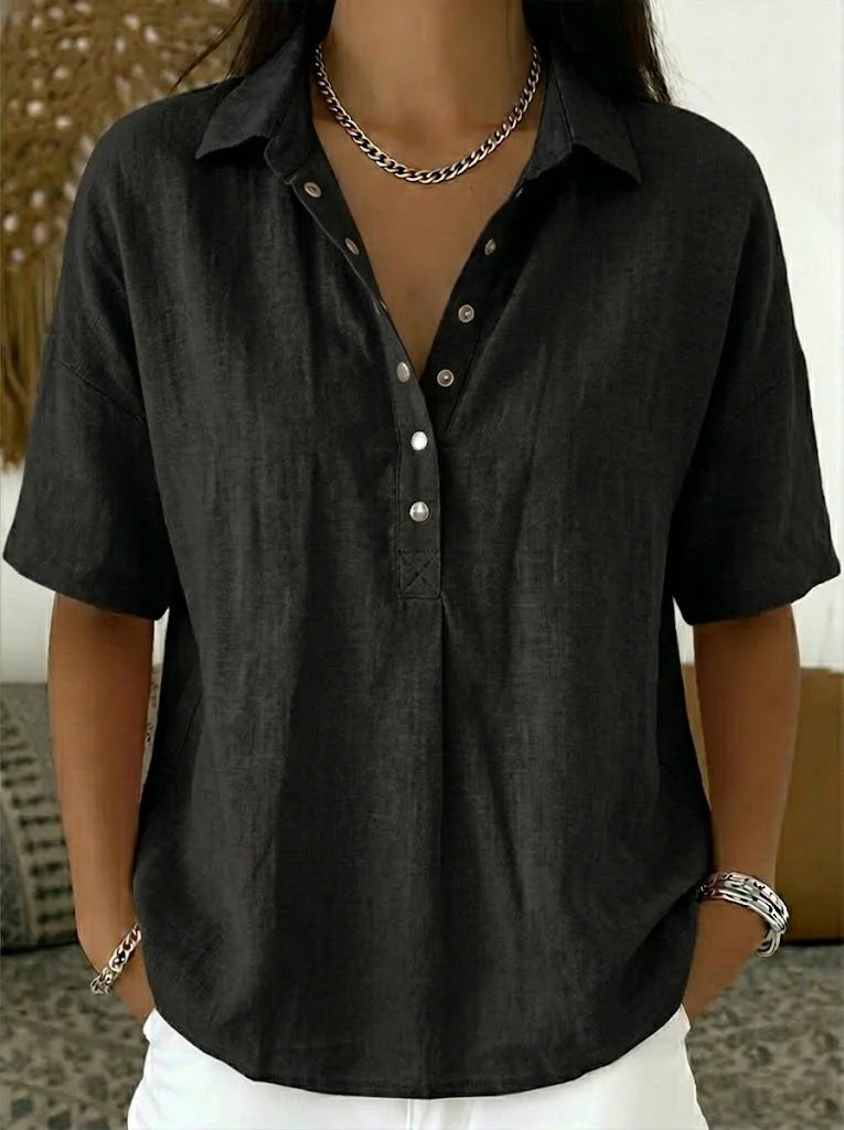 Charlotte Women's Short-Sleeved Henley Blouse