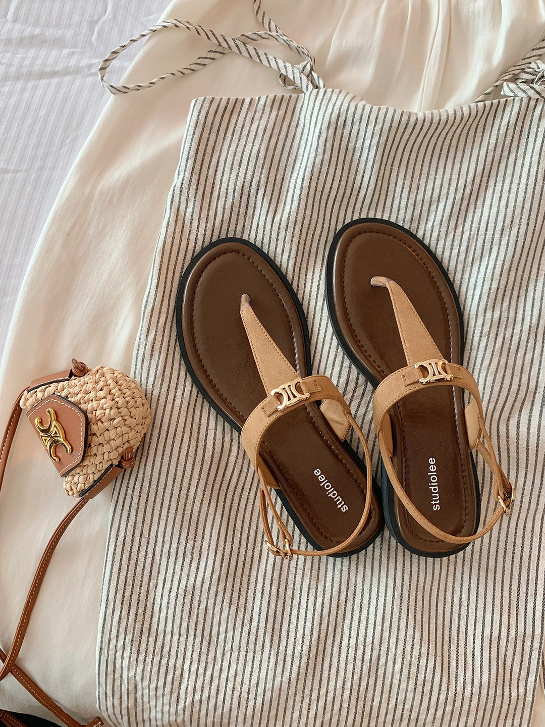 Hazel | T-Strap Summer Sandals with Metal Buckle