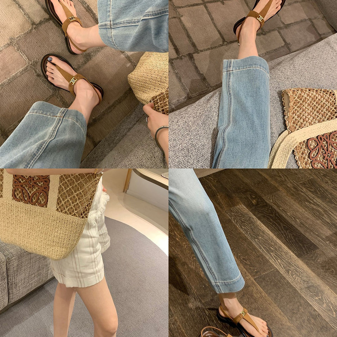 Hazel | T-Strap Summer Sandals with Metal Buckle